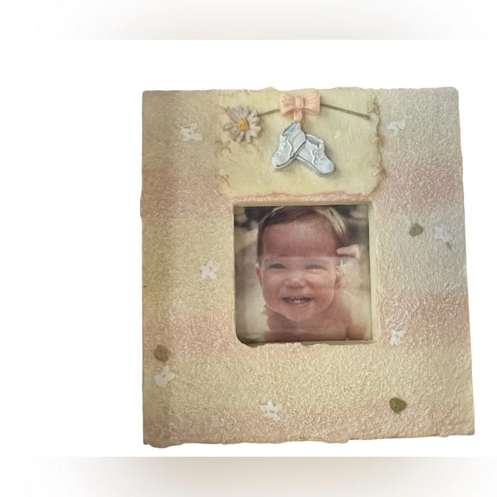 Baby Girl Shoes Picture Frame Pink Yellow Resin Home Decor Room Decor Gift